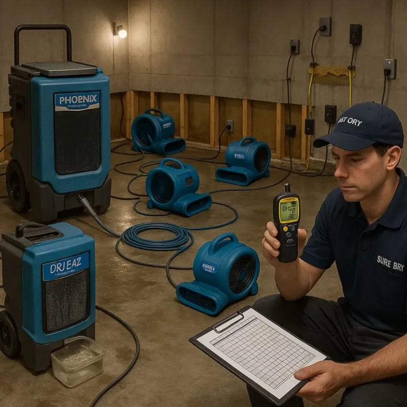 Structural Drying and Dehumidification process in Rio Hondo, TX